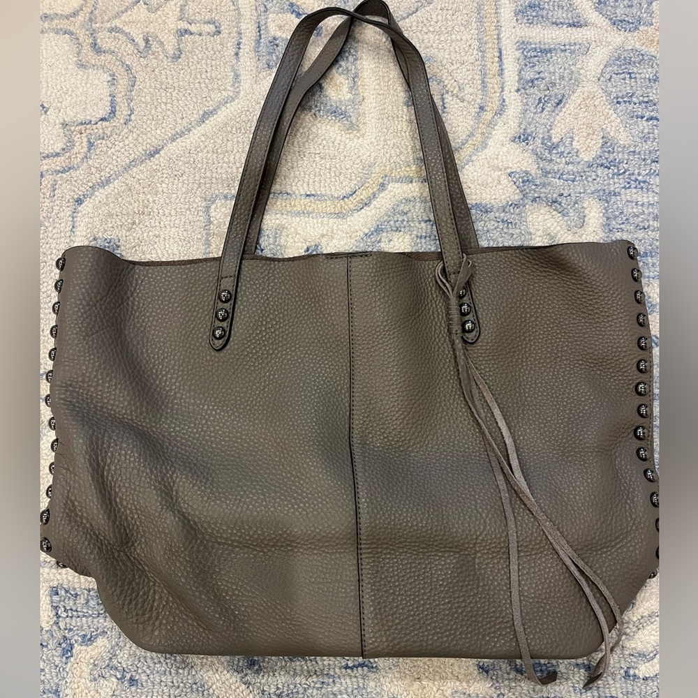 Rebecca Minkoff Medium Grey Leather Unlined Tote with studs